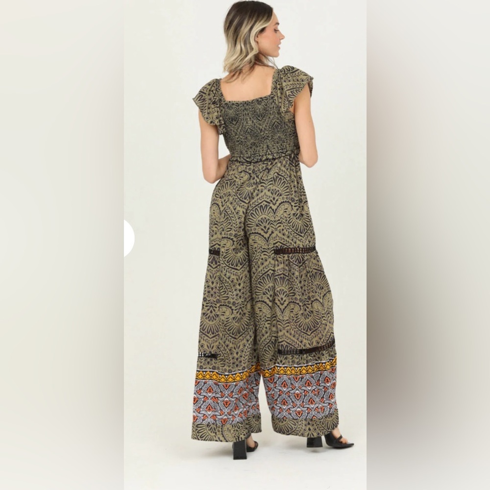 Angie Black and Tan Bohemian Jumpsuit - Picture 3 of 7